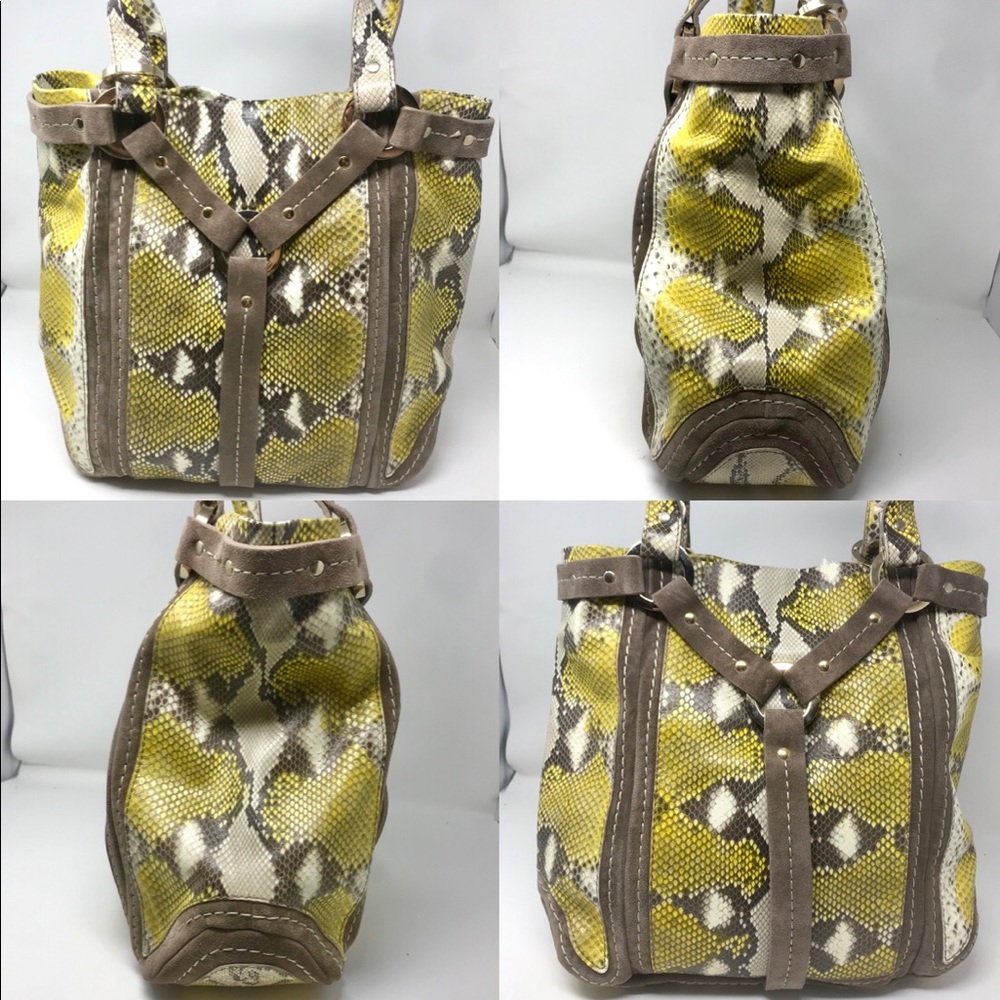 Jimmy Choo Lrg Yellow Python & Suede Harness Tote - image 2